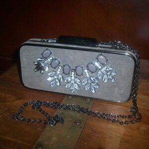 Kate Landry Pewter Hardshell Crossbody/clutch/handbag Evening Bag 8'X3.5" w/ Tag